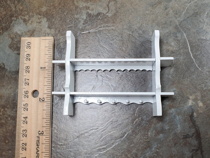 Dollhouse Wood Kitchen Shelf with Pegs 1:12 Scale Miniature White Finish - MiniatureCrush