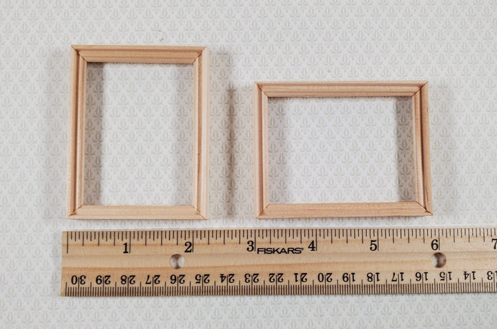 Dollhouse Wood Picture Frames Set of 2 Unpainted Wood 1:12 Scale Miniatures - Miniature Crush