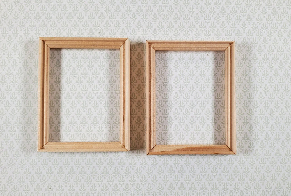 Dollhouse Wood Picture Frames Set of 2 Unpainted Wood 1:12 Scale Miniatures - Miniature Crush