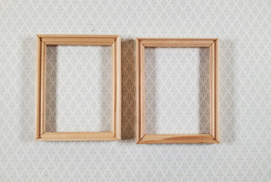 Dollhouse Wood Picture Frames Set of 2 Unpainted Wood 1:12 Scale Miniatures - Miniature Crush