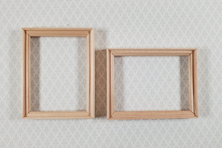 Dollhouse Wood Picture Frames Set of 2 Unpainted Wood 1:12 Scale Miniatures - Miniature Crush