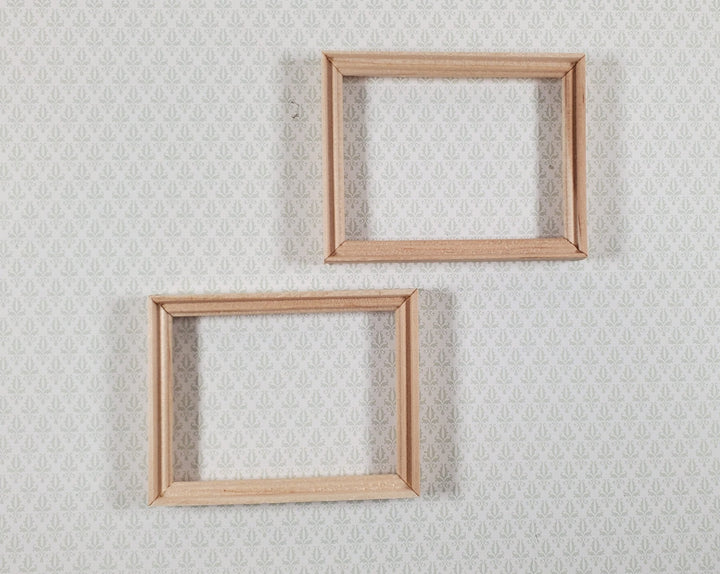 Dollhouse Wood Picture Frames Set of 2 Unpainted Wood 1:12 Scale Miniatures - Miniature Crush