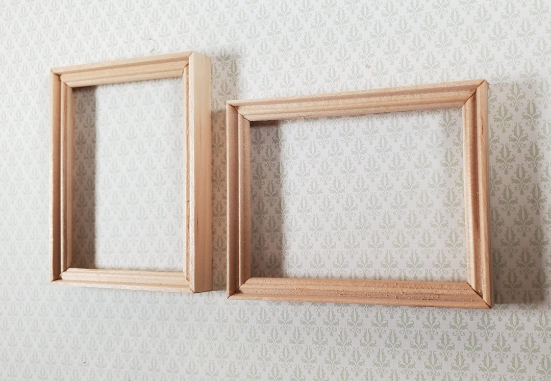 Dollhouse Wood Picture Frames Set of 2 Unpainted Wood 1:12 Scale Miniatures - Miniature Crush