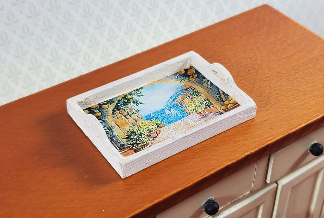 Dollhouse Wood Tray Villa Scene Sea Boats 1:12 Scale Accessory Handmade Silvia Leiner - Miniature Crush