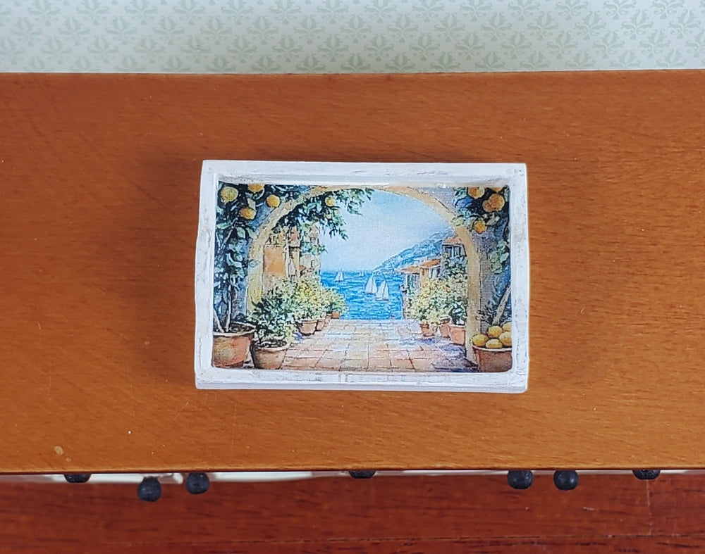 Dollhouse Wood Tray Villa Scene Sea Boats 1:12 Scale Accessory Handmade Silvia Leiner - Miniature Crush