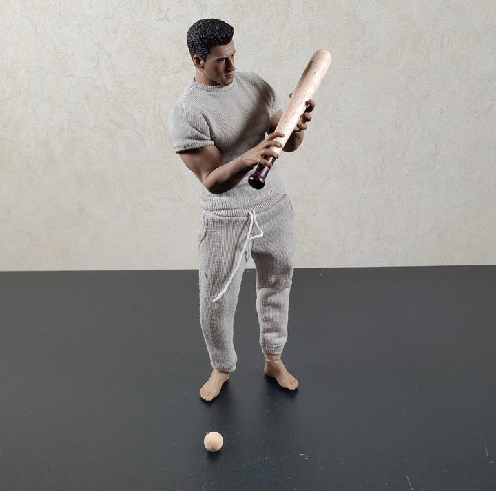 Dollhouse Wooden Baseball Bat with Wood Ball 1:12 Scale Miniature - MiniatureCrush