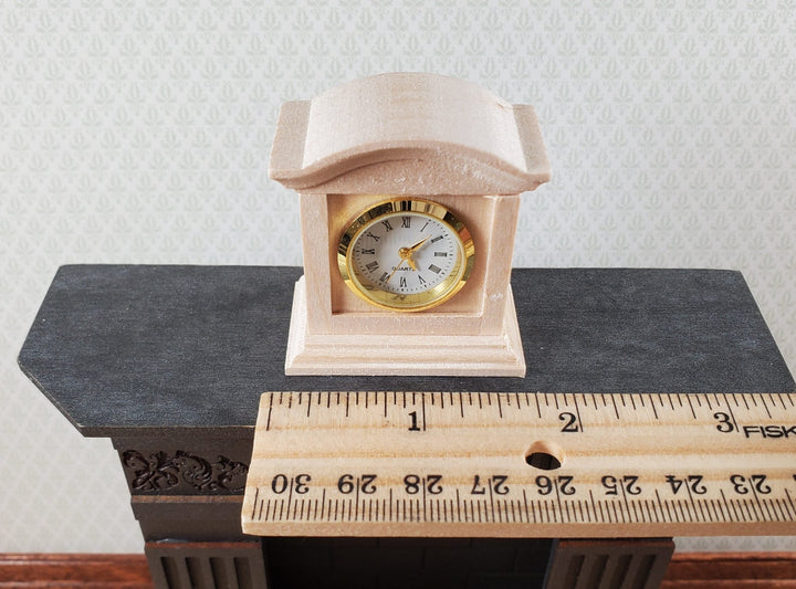 Dollhouse Working Mantle Clock Unpainted Wood LARGE Miniature Furniture Decor - Miniature Crush