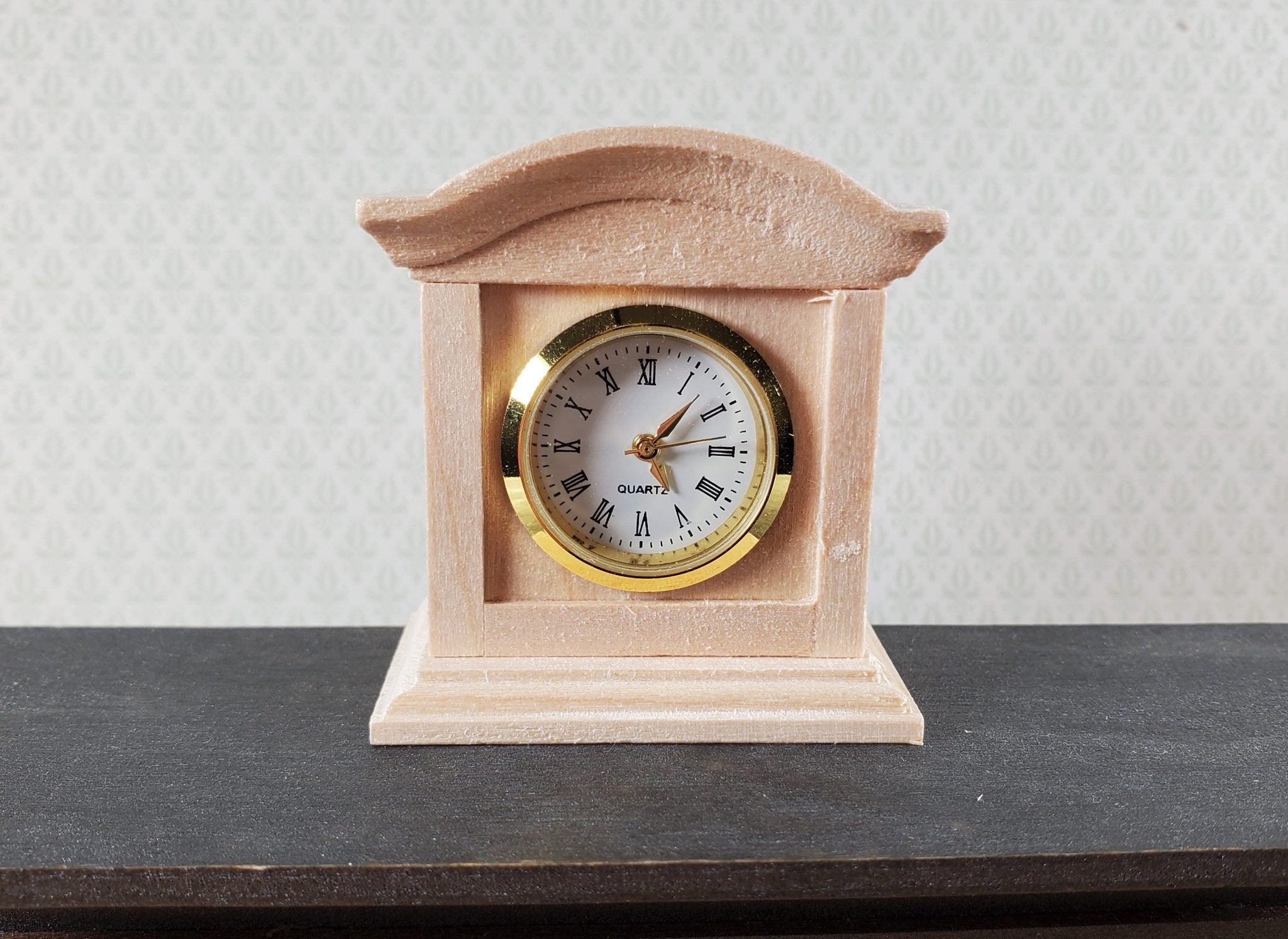Dollhouse Working Mantle Clock Unpainted Wood LARGE Miniature Furniture ...