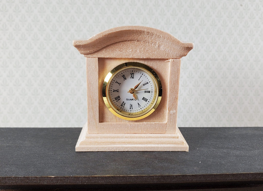 Dollhouse Working Mantle Clock Unpainted Wood LARGE Miniature Furniture Decor - Miniature Crush