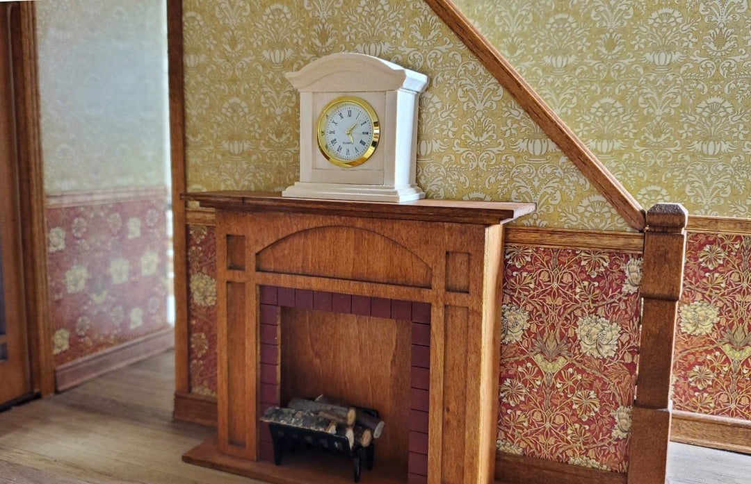 Dollhouse Working Mantle Clock Unpainted Wood LARGE Miniature Furniture Decor - Miniature Crush