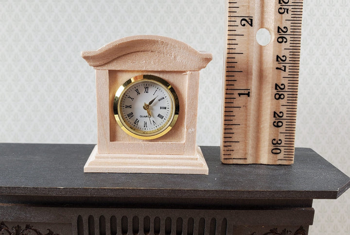Dollhouse Working Mantle Clock Unpainted Wood LARGE Miniature Furniture Decor - Miniature Crush