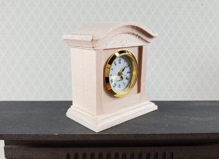 Dollhouse Working Mantle Clock Unpainted Wood LARGE Miniature Furniture Decor - Miniature Crush