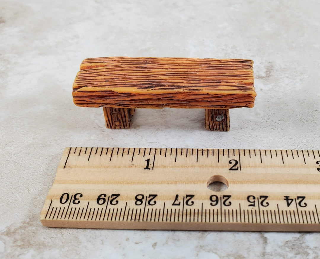 Dollhouse x2 HALF SCALE Benches 1:24 Miniatures Aged Brown Finish Fairy Garden - Miniature Crush