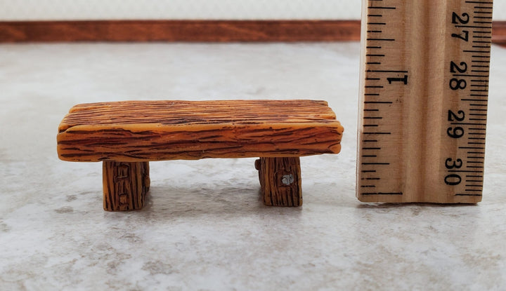 Dollhouse x2 HALF SCALE Benches 1:24 Miniatures Aged Brown Finish Fairy Garden - Miniature Crush