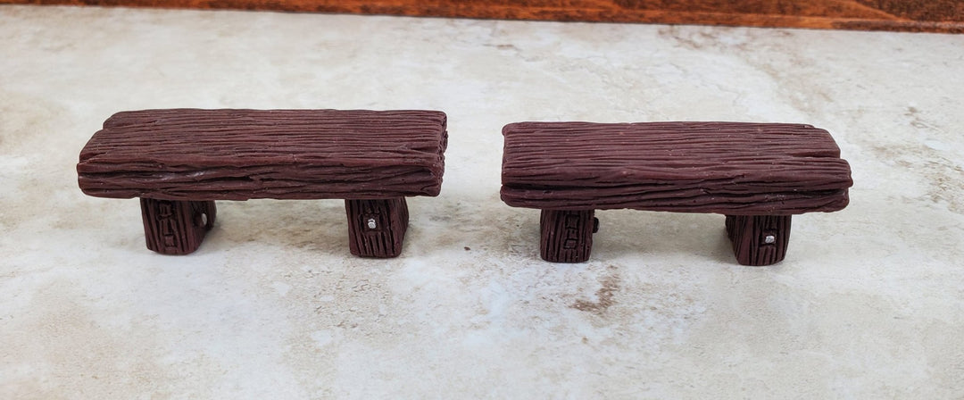 Dollhouse x2 HALF SCALE Benches 1:24 Miniatures Dark Brown Finish Fairy Garden - Miniature Crush