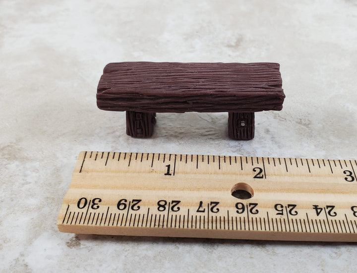 Dollhouse x2 HALF SCALE Benches 1:24 Miniatures Dark Brown Finish Fairy Garden - Miniature Crush