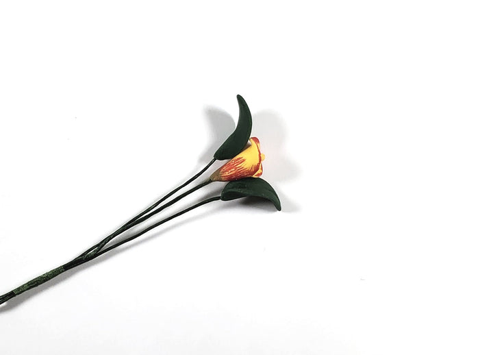 Dollhouse Yellow and Red Calla Lily Single Stem 1:12 Scale Miniature - MiniatureCrush