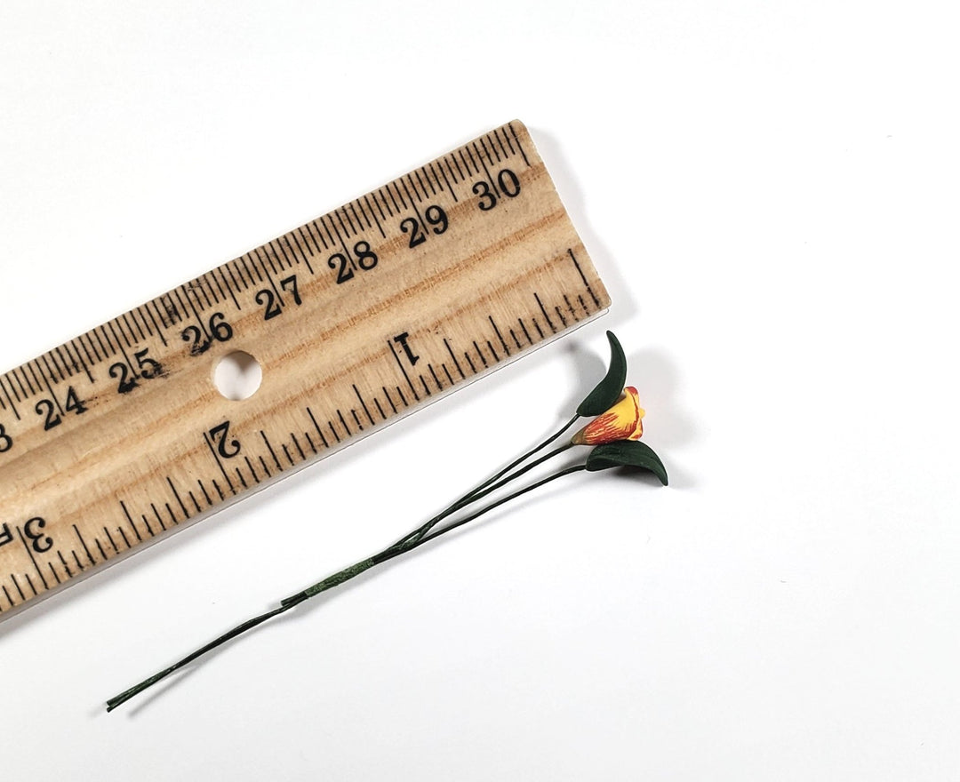 Dollhouse Yellow and Red Calla Lily Single Stem 1:12 Scale Miniature - MiniatureCrush
