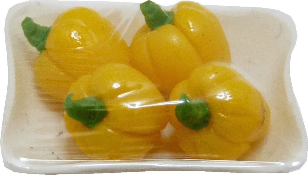 Dollhouse Yellow Bell Peppers Wrapped 1:12 Scale Miniature Food Kitchen Grocery - MiniatureCrush