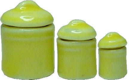 Dollhouse Yellow Canister Set with Removable Lids Set of 3 1:12 Scale Miniature - MiniatureCrush