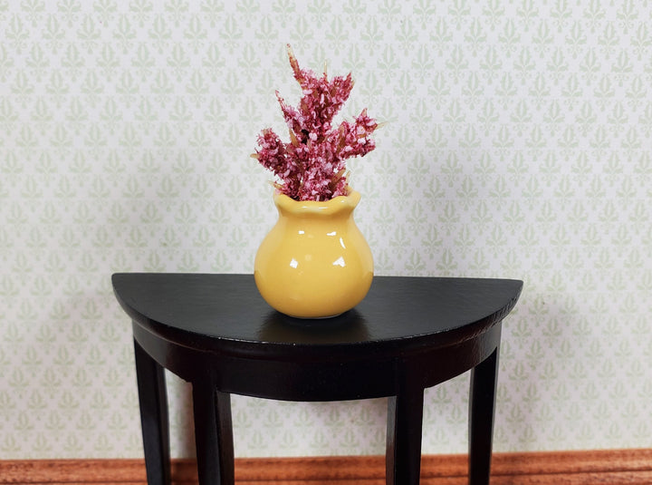 Dollhouse Yellow Ceramic Vase or Jar with Ruffled Rim 1:12 Scale Miniature - MiniatureCrush