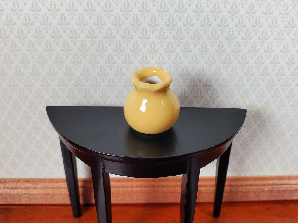 Dollhouse Yellow Ceramic Vase or Jar with Ruffled Rim 1:12 Scale Miniature - MiniatureCrush