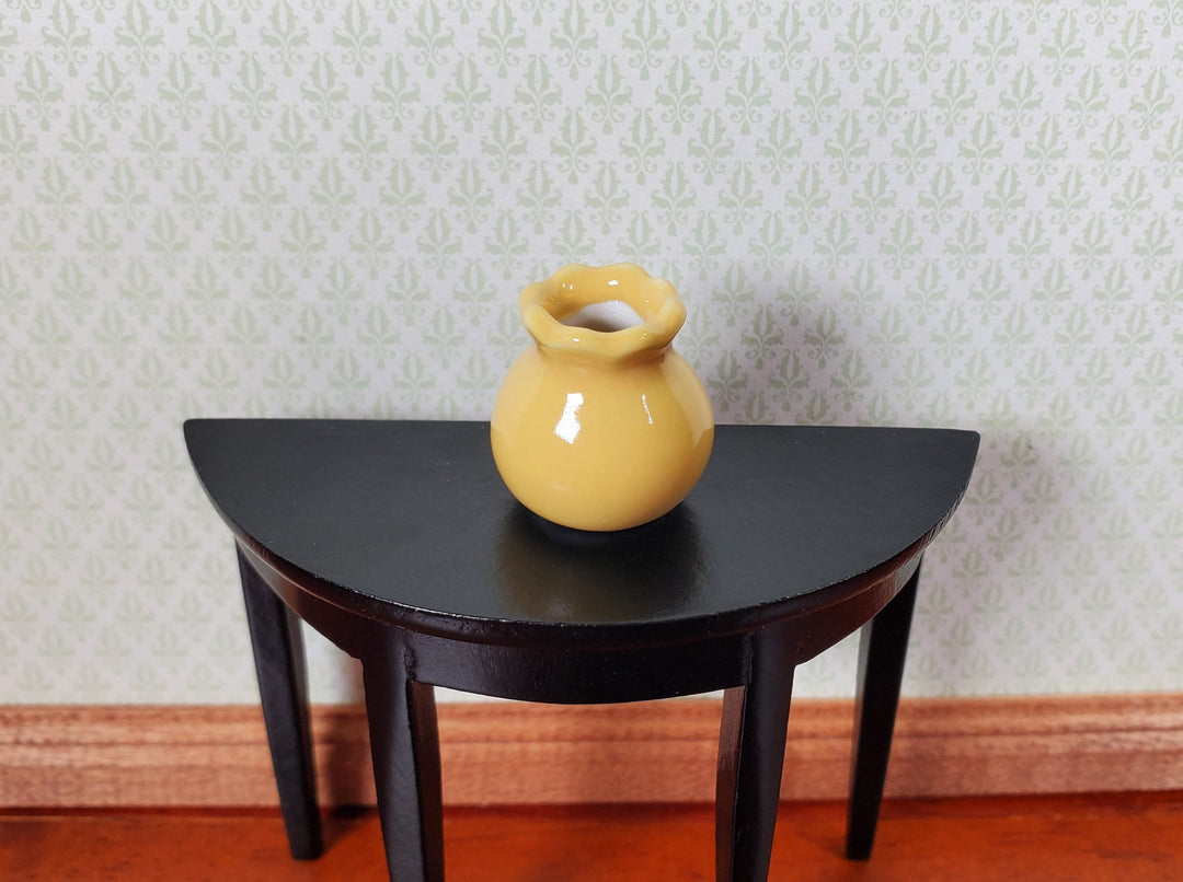 Dollhouse Yellow Ceramic Vase or Jar with Ruffled Rim 1:12 Scale Miniature - MiniatureCrush