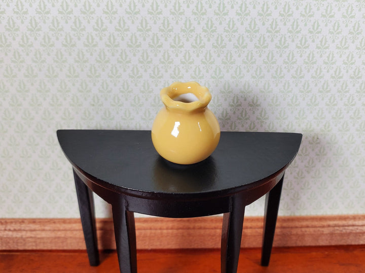 Dollhouse Yellow Ceramic Vase or Jar with Ruffled Rim 1:12 Scale Miniature - MiniatureCrush