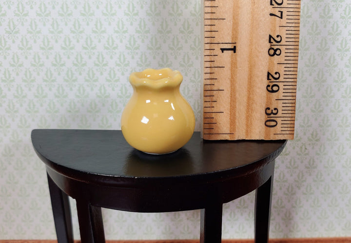 Dollhouse Yellow Ceramic Vase or Jar with Ruffled Rim 1:12 Scale Miniature - MiniatureCrush