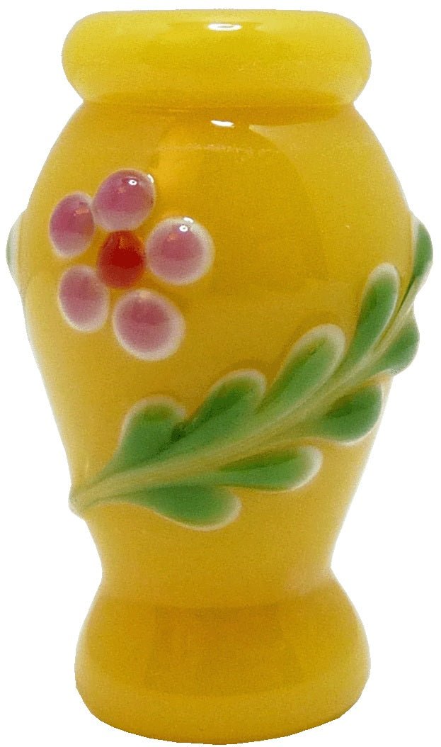 Dollhouse Yellow Floral Fused Glass Vase 1:12 Scale Miniature Decor Flowers - MiniatureCrush
