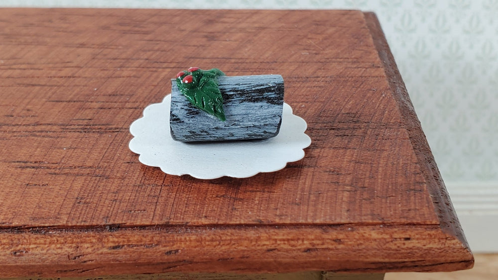 Dollhouse Yule Log Christmas Cake 1:12 Scale Miniature Dessert Food - Miniature Crush