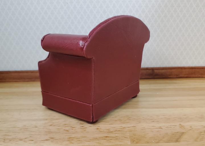 Vintage Bespaq Club Lounge Chair Burgundy Faux Leather 1:12 Scale Miniature
