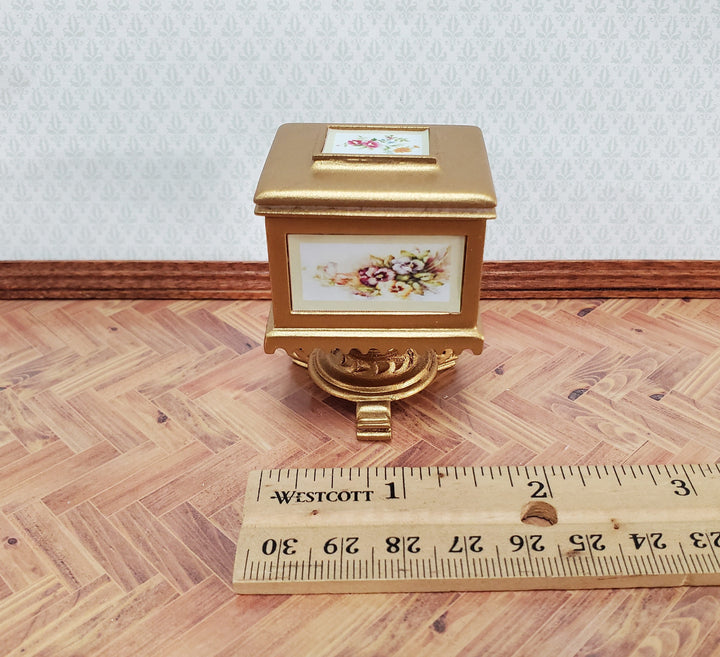 JBM Miniature Teapoy Tea Caddy Serving Table Box 1:12 Scale Miniature Furniture Gold Finish