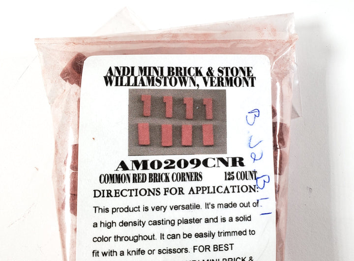 Dollhouse Brick Corners Common Red Bricks by Andi Mini Brick 1:12 Scale 125 Pcs