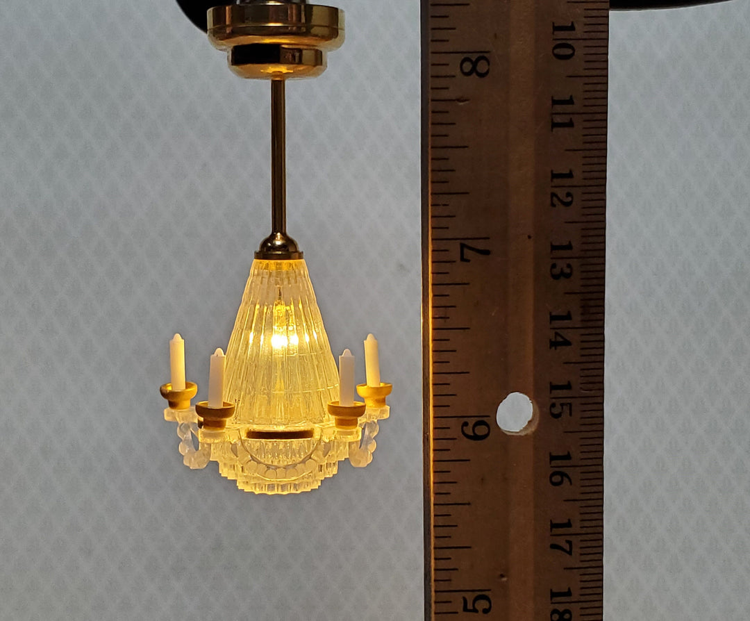 Dollhouse Chandelier Ceiling Light with Candles Battery Operated 1:12 Scale