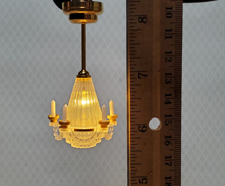 Dollhouse Chandelier Ceiling Light with Candles Battery Operated 1:12 Scale