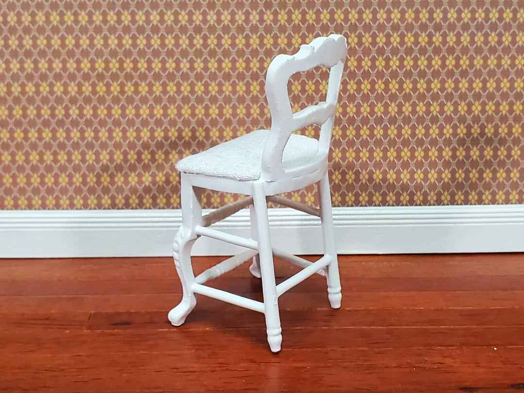 Dollhouse Tall Chair White Counter Height Padded Seat 1:12 Scale Furniture
