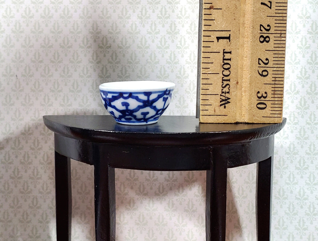 Dollhouse Serving Bowl Ceramic Blue & White Trellis Design 1:12 Scale Miniature Dishes Decor