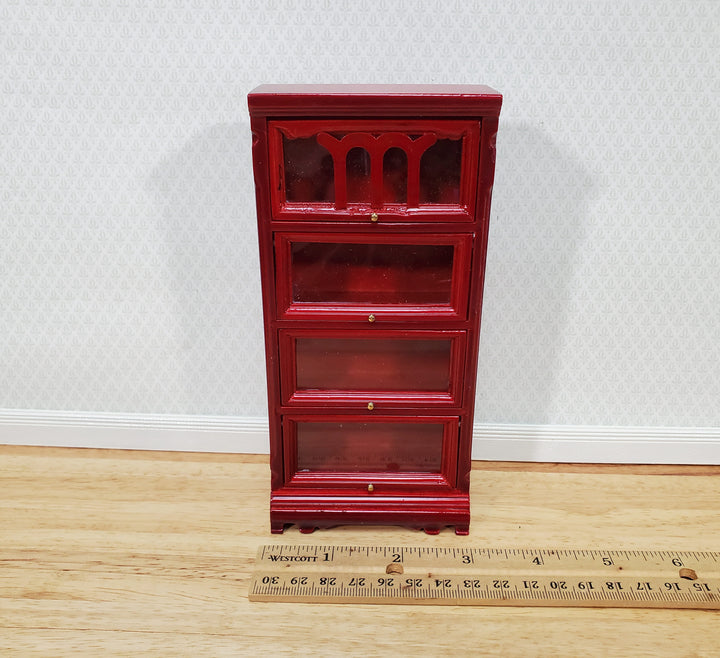 Dollhouse Barrister Bookcase 4 Shelf Sliding Doors 1:12 Miniature Furniture