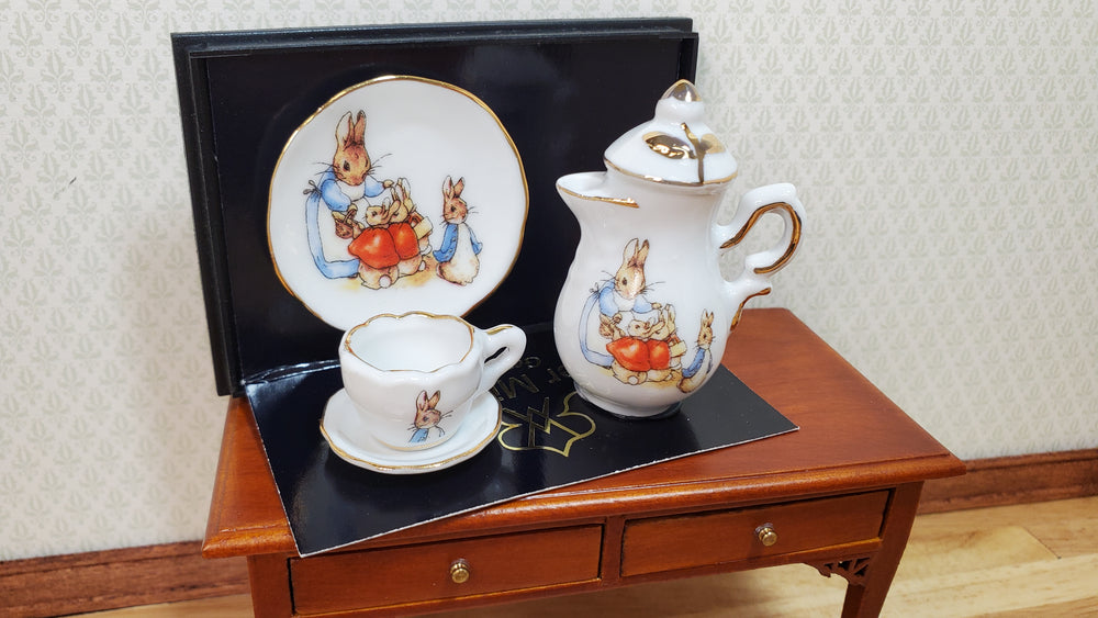 Dollhouse 1:6 Scale Peter Rabbit Beatrix Potter Coffee Set by Reutter Playscale
