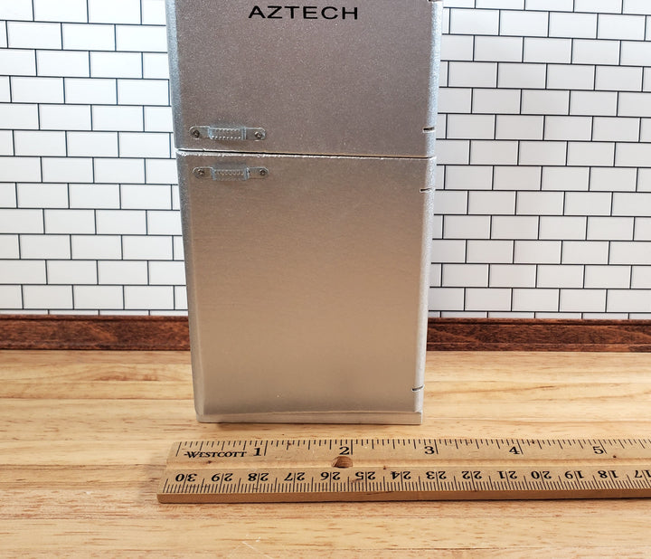 Dollhouse Kitchen Miniature Fridge 2 Door Refrigerator Silver Modern Style 1:12 Scale
