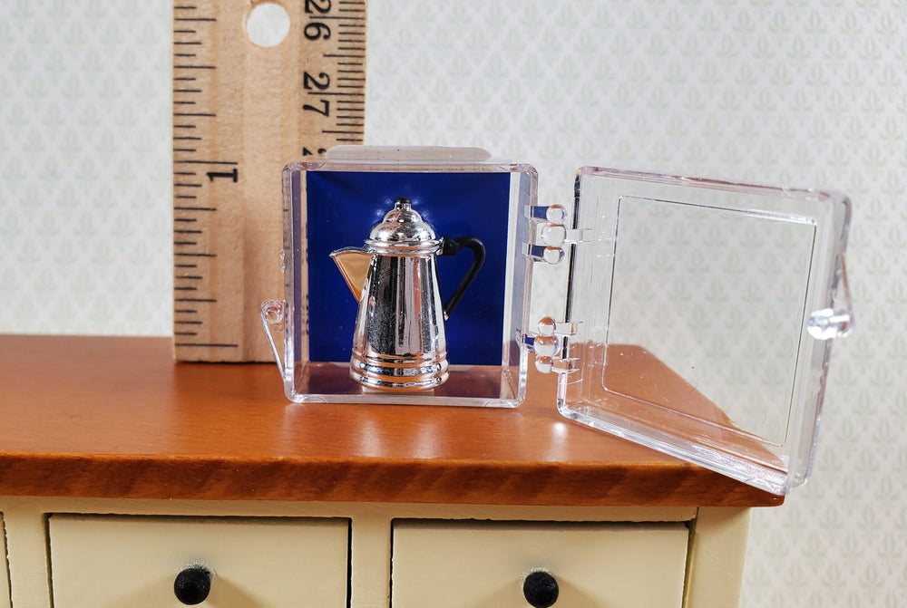 Dollhouse Retro Coffee Pot Tall Silver Chrysnbon Miniatures 1:12 Scale Kitchen
