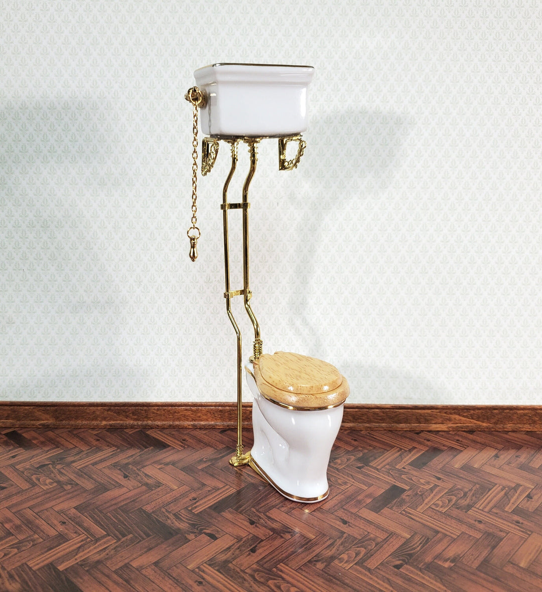 Reutter's Dollhouse Toilet High Tank Vintage Style Porcelain 1:12 Scale Bathroom Miniature