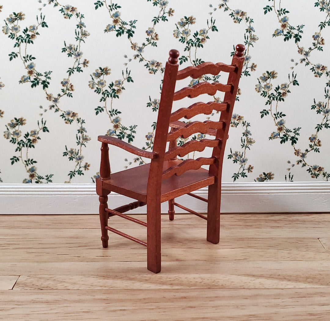 Dollhouse Ladderback Arm Chair for Kitchen or Dining Room 1:12 Scale Furniture