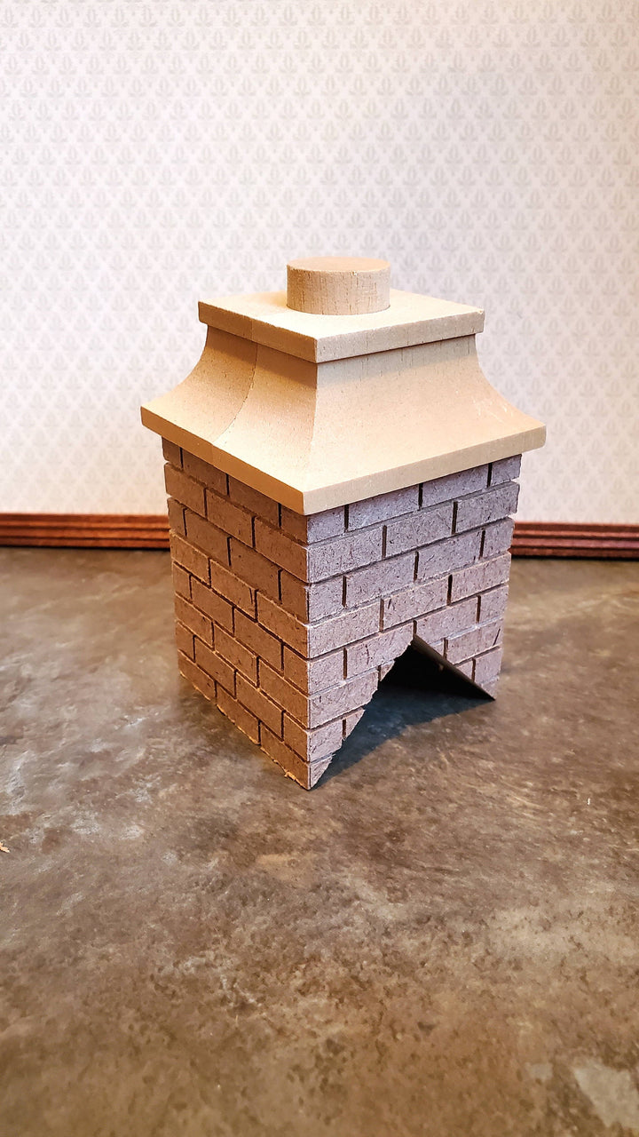 Dollhouse Miniature Brick Chimney Wood Tall 1:12 Scale 45 Degree Pitch Roof