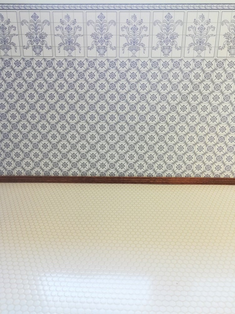Dollhouse Tile Flooring Faux White Hexagon Textured 1:12 Scale Kitchen Bathroom