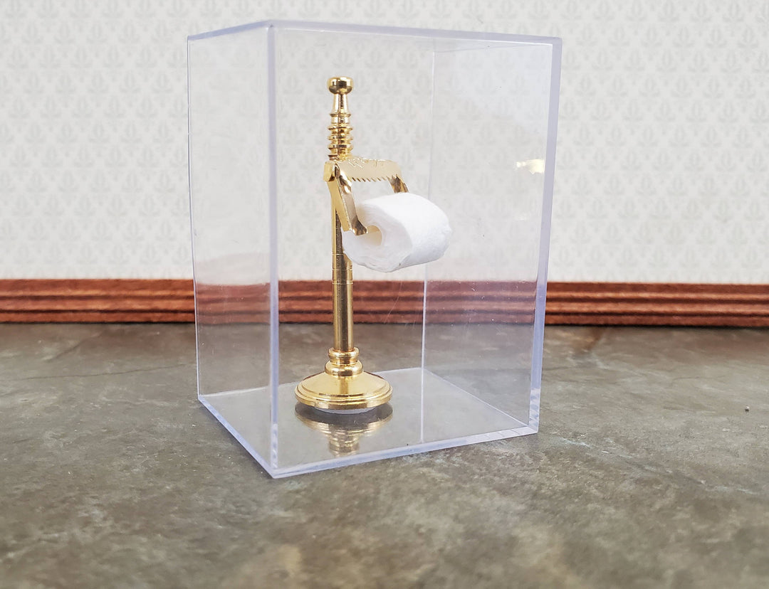 Dollhouse Miniature Toilet Paper Stand Brass Gold Reutter 1:12 Scale Bathroom Decor