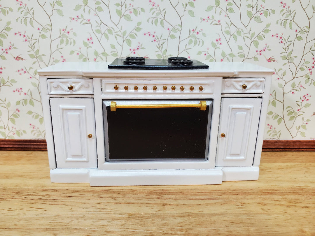 Dollhouse Stove Oven Cabinet White 1:12 Scale Miniature Kitchen Cupboard