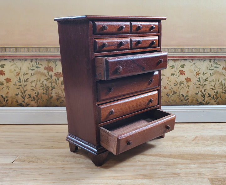 Handmade Dollhouse 6 Drawer Dresser Tall Wood Vintage Piece