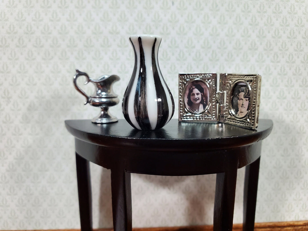 Dollhouse Black & White Vase Ceramic LARGE Modern Use in 1:12 or 1/6 Scale